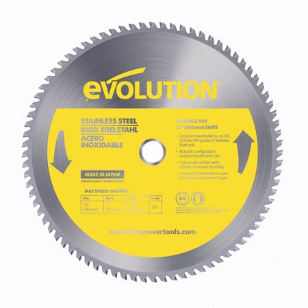 EVOLUTION 12" Stainless Steel Cutting Blade, 1 In Arbor 12BLADESSN